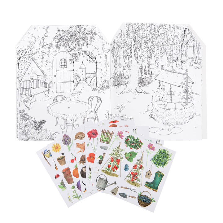 Quaderno da Colorare con 120 Adesivi - Il Giardiniere | Moulin Roty Le Jardin
