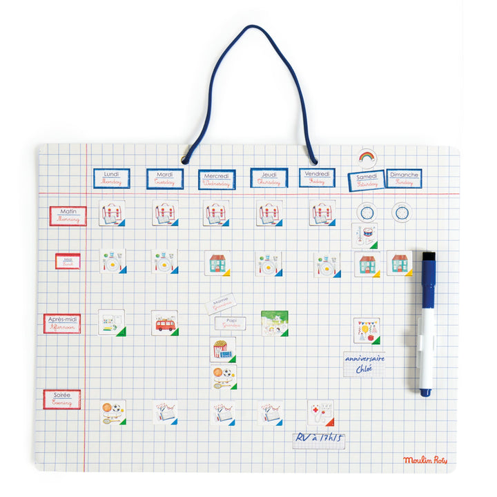 Weekly magnetic calendar
