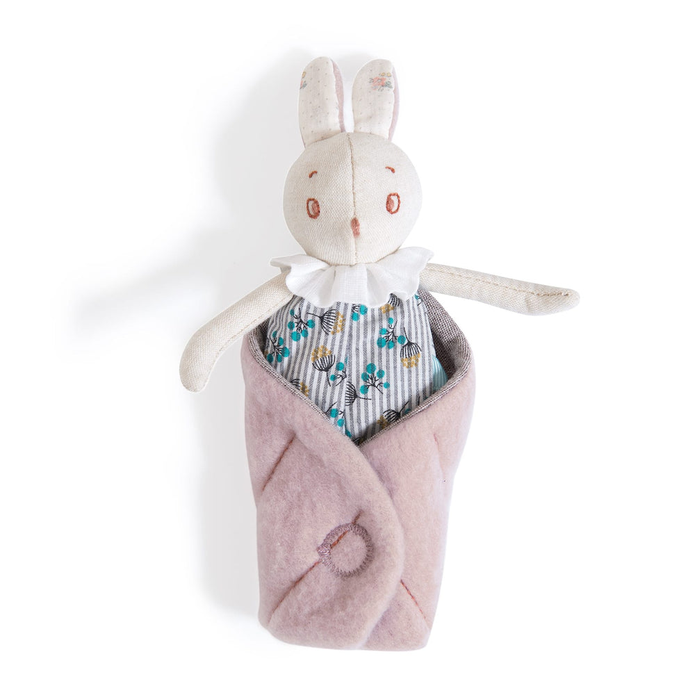 Pupazzo Piccolo Coniglio Bebè Mousse Moulin Roty 715026 Après la Pluie
