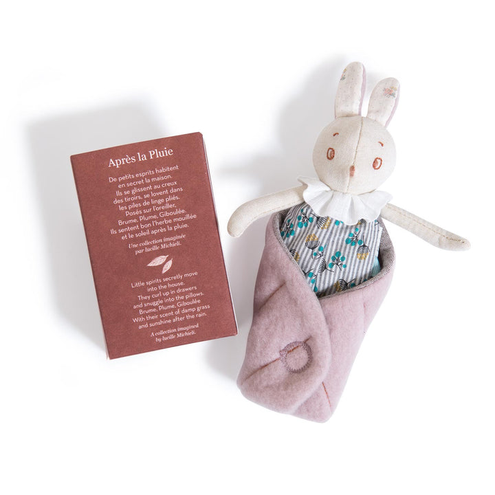 Pupazzo Piccolo Coniglio Bebè Mousse Moulin Roty 715026 Après la Pluie