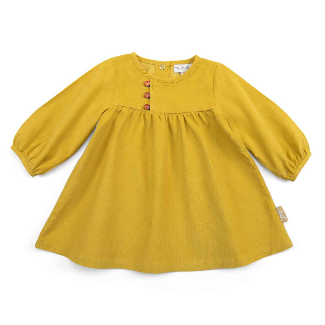 Moulin Roty | Abito in velluto bio giallo curry, Gala