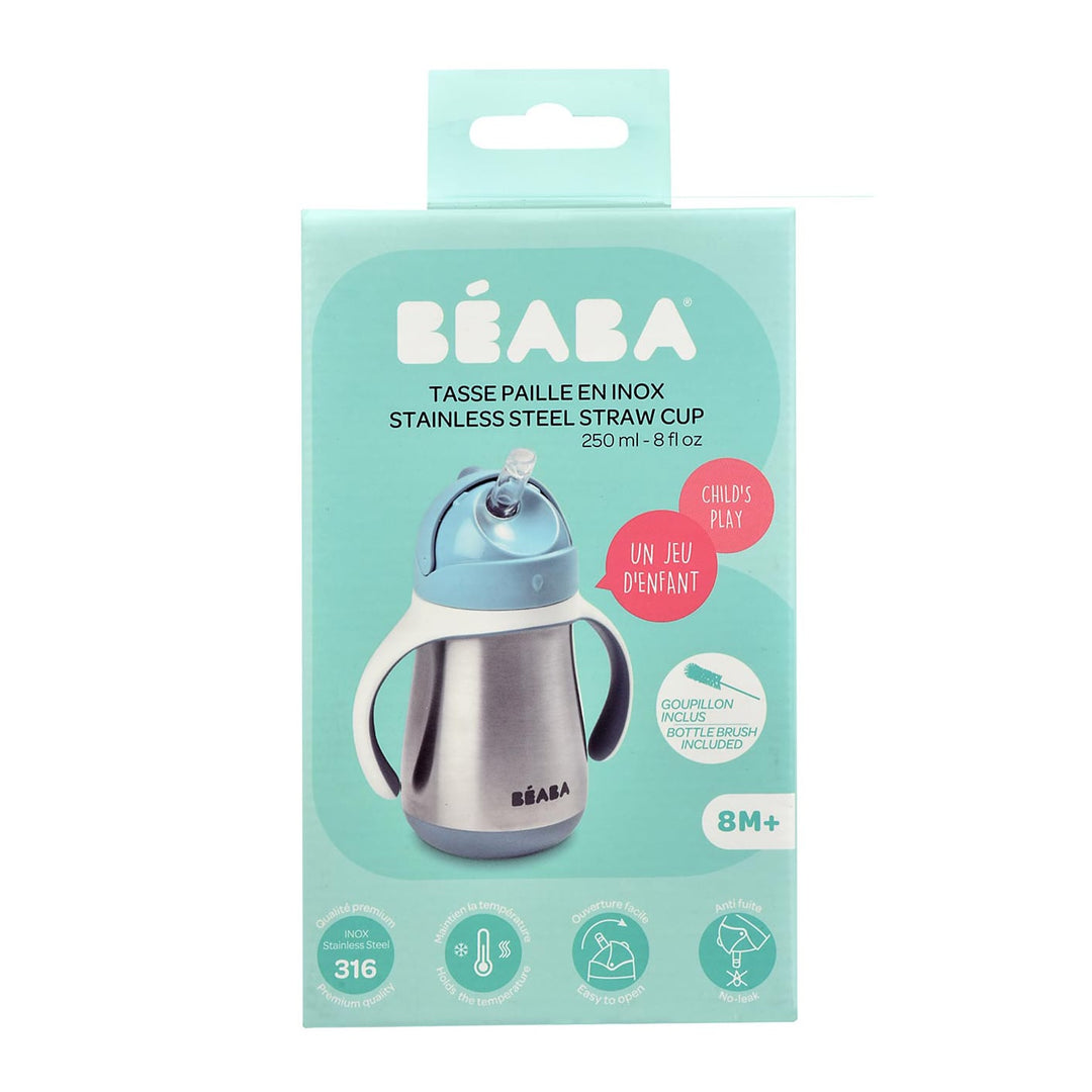 Béaba | Tazza con cannuccia termica inox Blu, 250ml