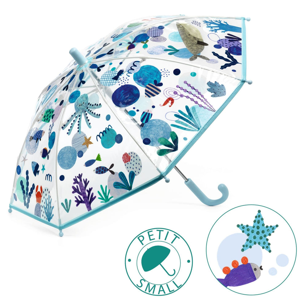Djeco | Ombrello piccolo trasparente per bambini, Mare