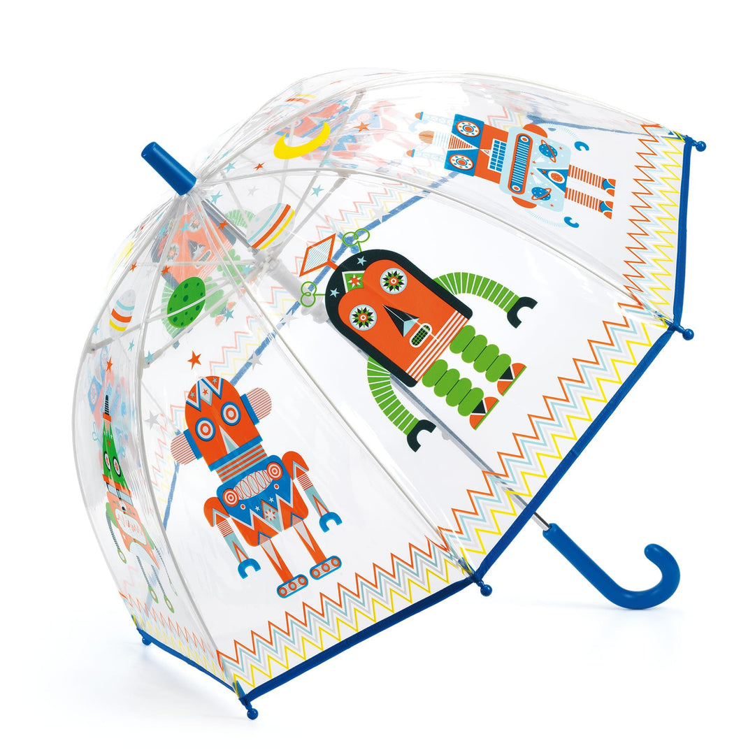 Ombrello Bambini Trasparente Blu Robots | Djeco DD04806