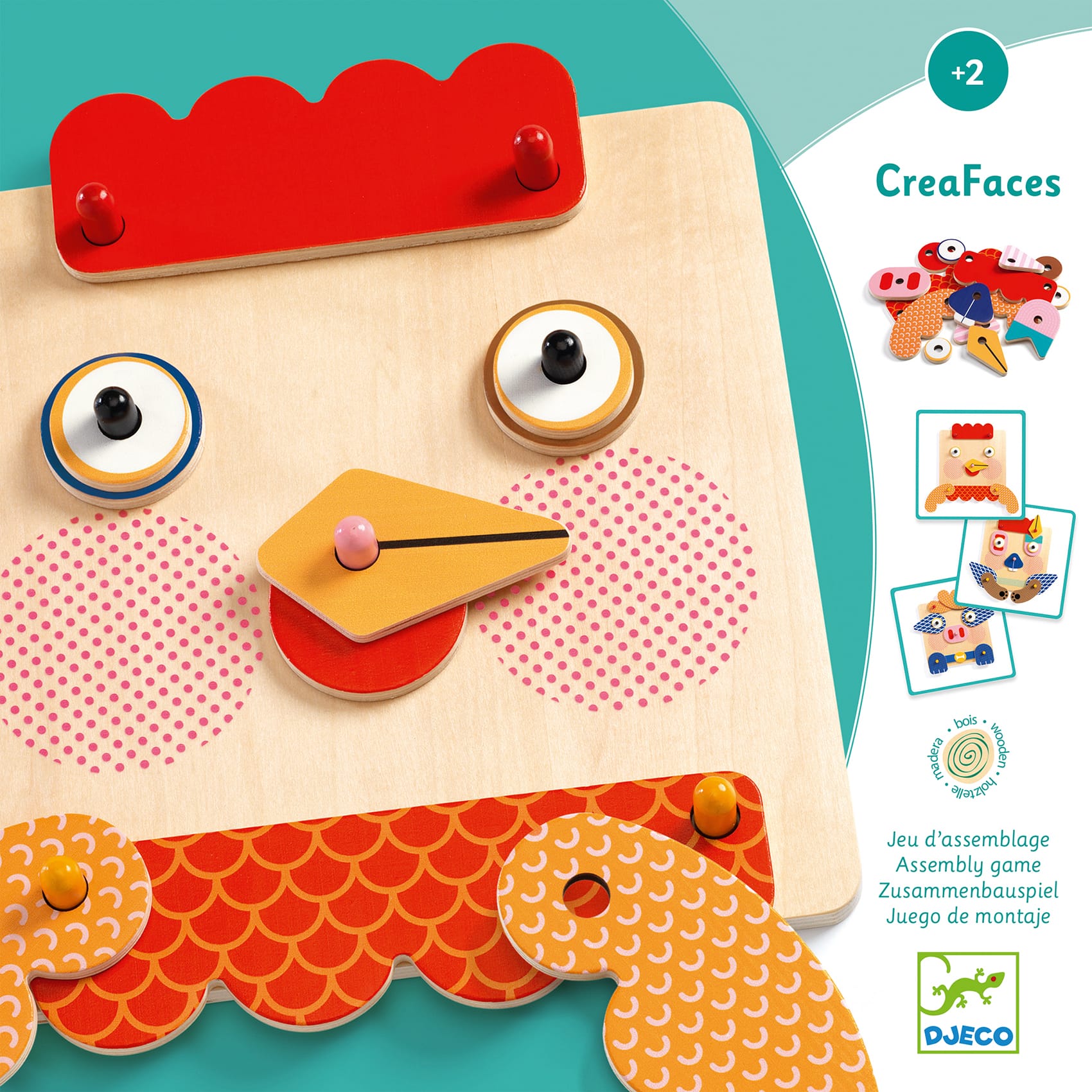 Crea Animali Gioco di Montaggio in Legno CreaFaces | Djeco DJ01676