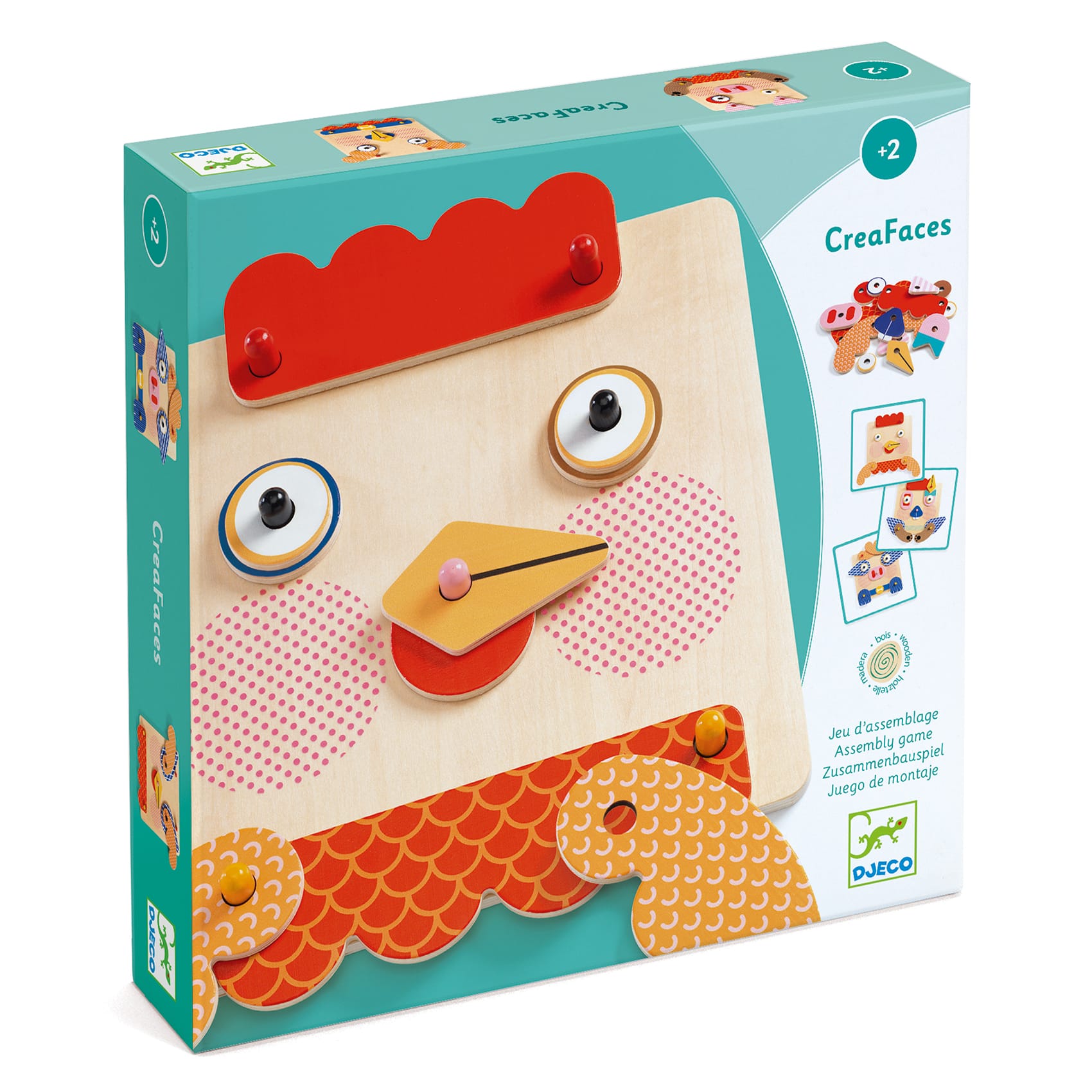 Crea Animali Gioco di Montaggio in Legno CreaFaces | Djeco DJ01676