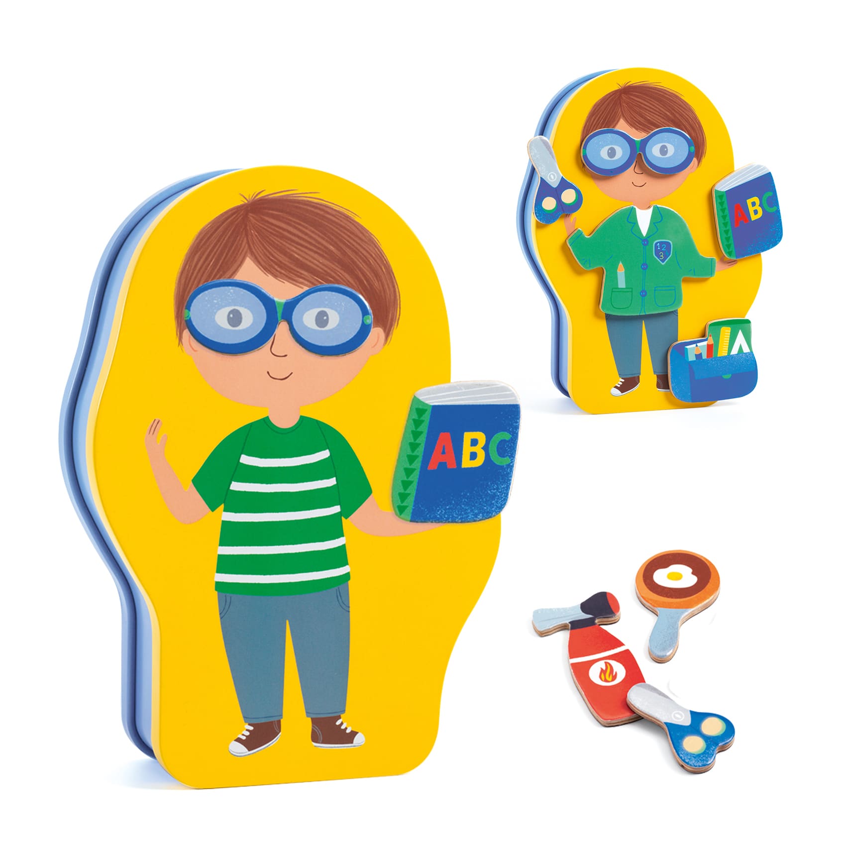 Djeco | Gioco Magnetico Jobissimo Wooden Magnetic, Legno e Metallo