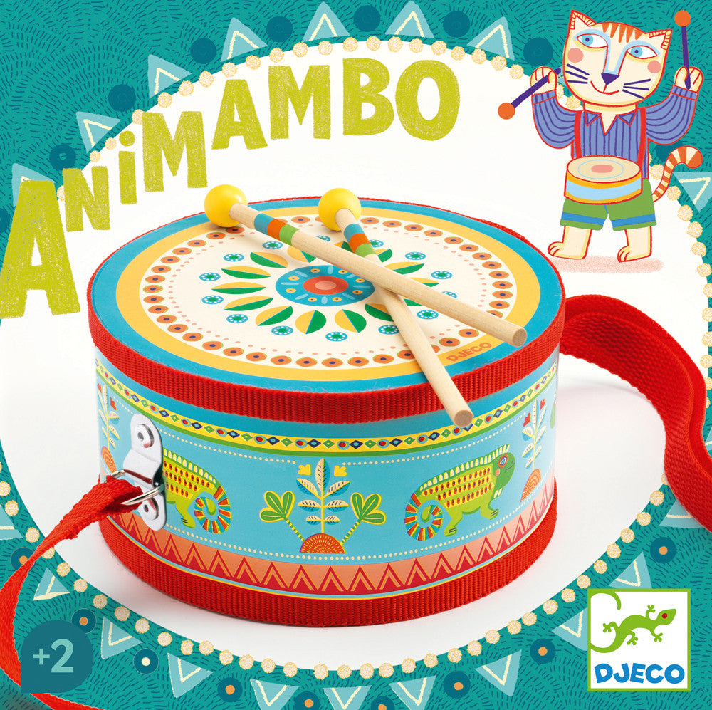 Djeco | Tamburo con Bacchette in Legno per Bambini Animambo DJ06004
