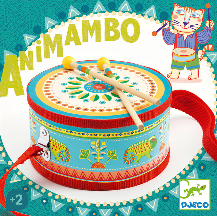 Djeco | Tamburo con Bacchette in Legno per Bambini Animambo DJ06004