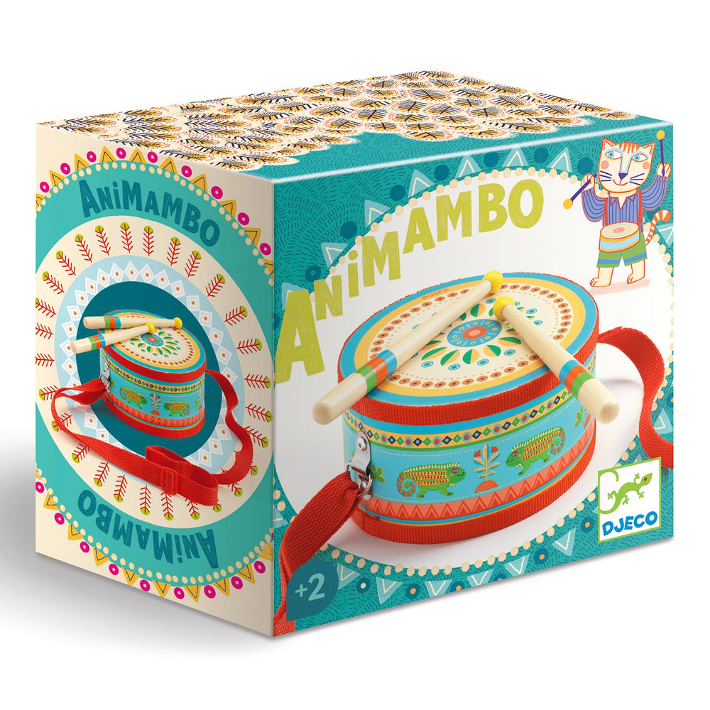 Djeco | Tamburo con Bacchette in Legno per Bambini Animambo DJ06004