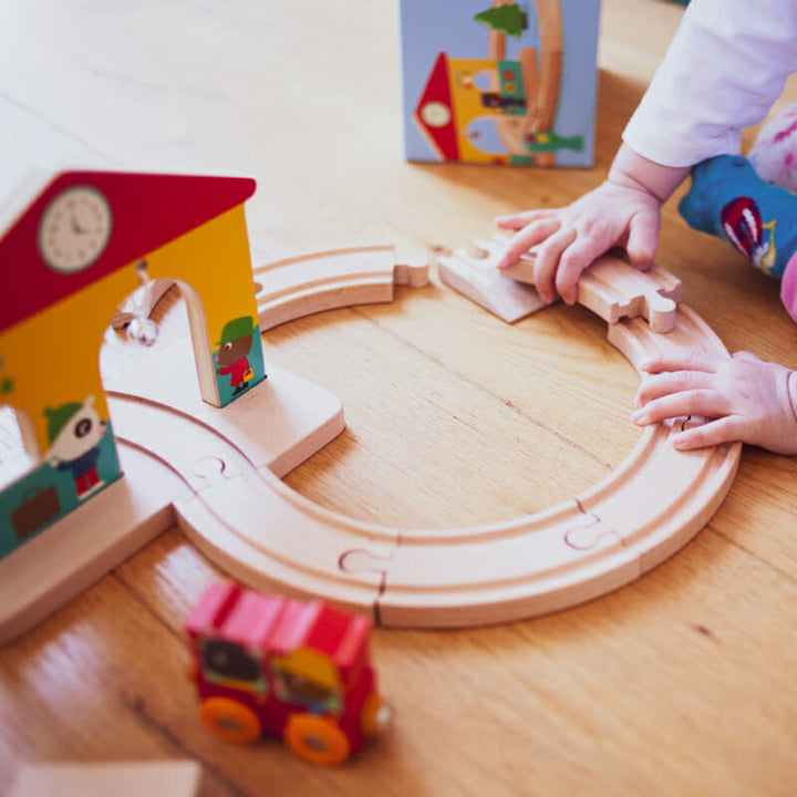 Gioco Minitrain in Legno, Costruzione Circuito e Trenino, 18 mesi + djeco