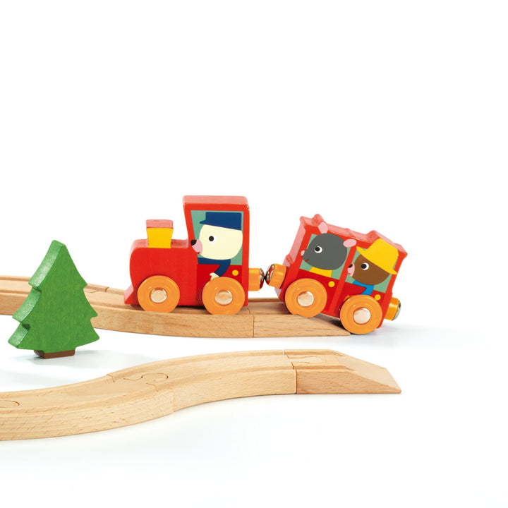 Gioco Minitrain in Legno, Costruzione Circuito e Trenino, 18 mesi + djeco
