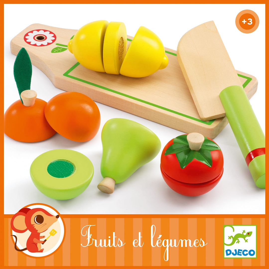 Djeco | Frutta e verdura da tagliare in legno, Gioco per bambini