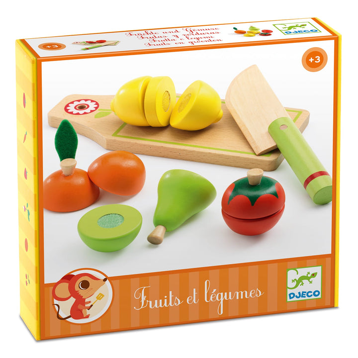 Djeco | Frutta e verdura da tagliare in legno, Gioco per bambini