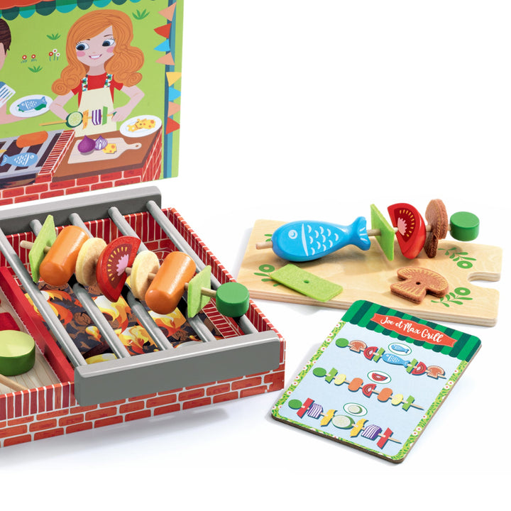 Set Gioco Spiedini e Barbecue in Legno Joe e Max Grill | Djeco DJ06543