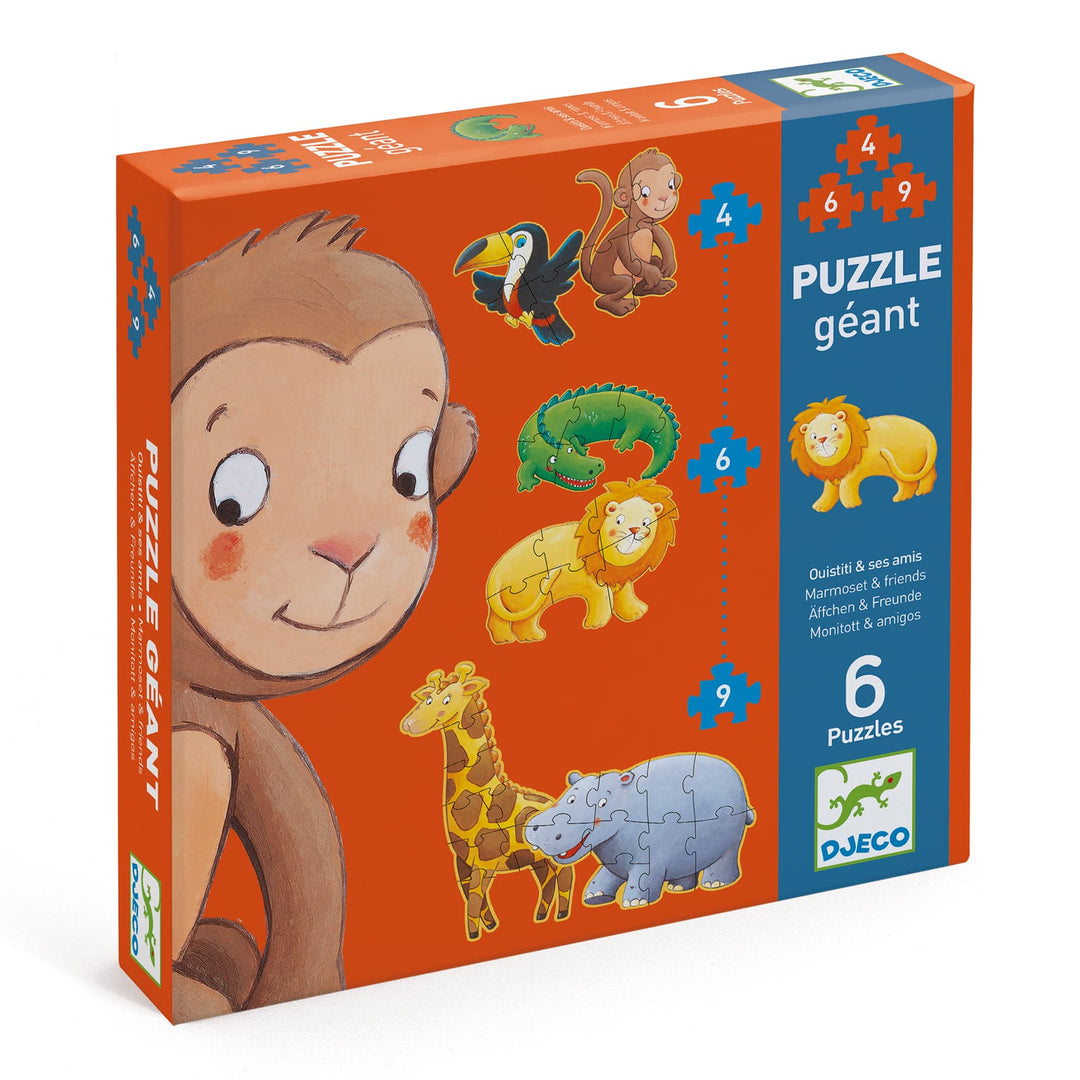 Djeco | Puzzle progressivo Marmoset & Friends, 38pz