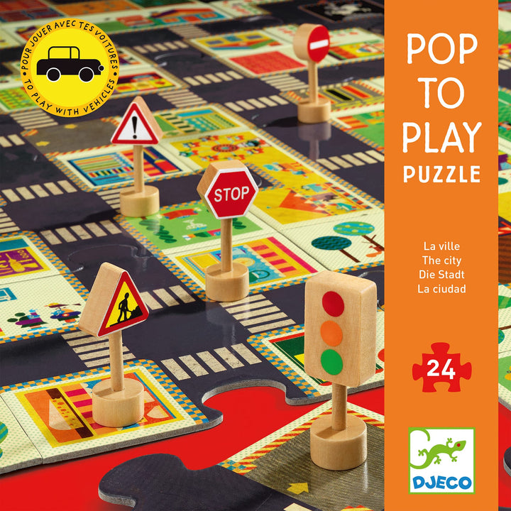 Djeco | Pop to Play Puzzle Gigante, Città Strade per macchine DJ07161