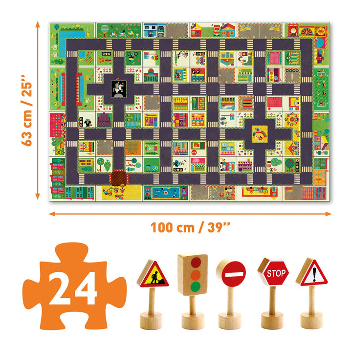 Djeco | Pop to Play Puzzle Gigante, Città Strade per macchine DJ07161