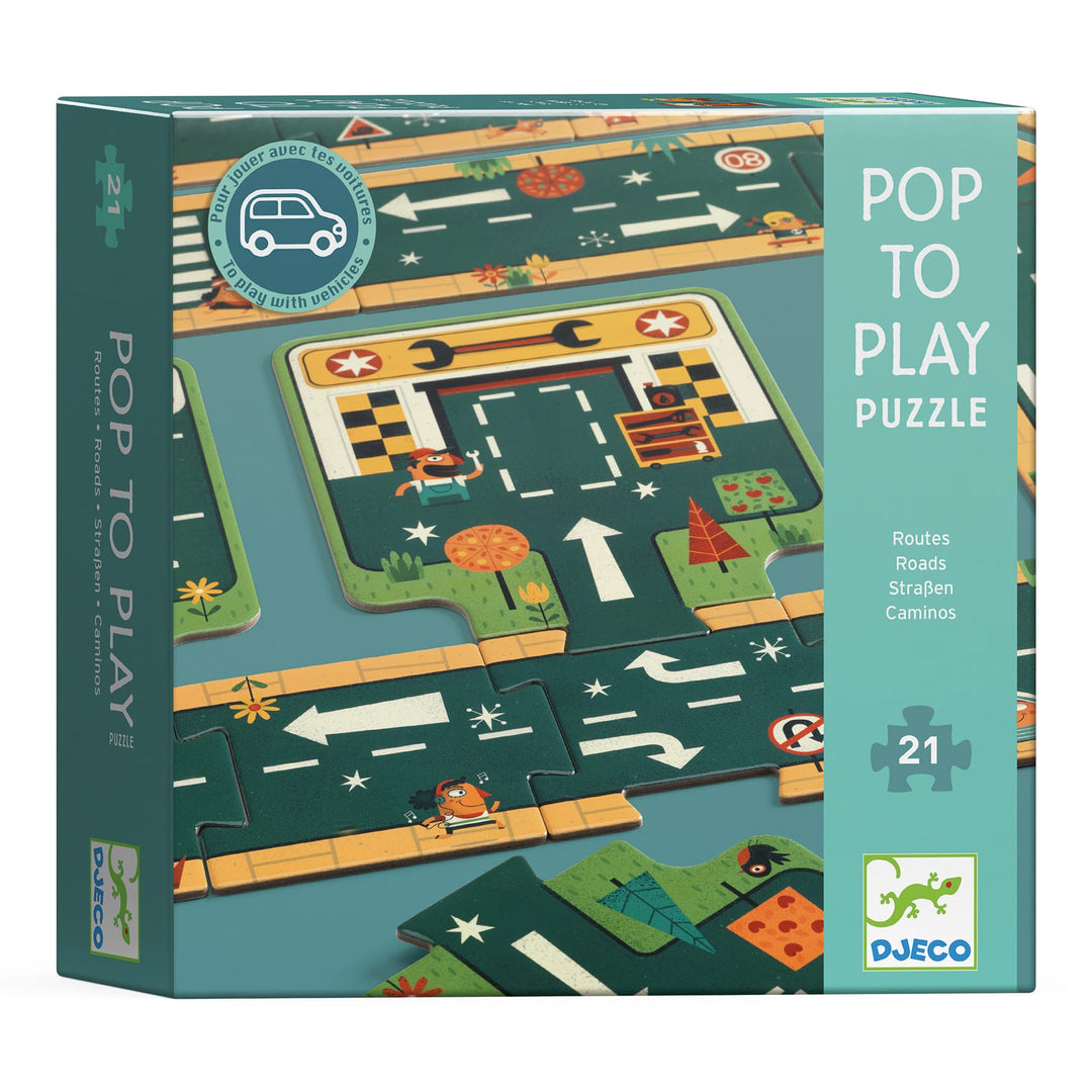 Djeco | Pop to Play Puzzle Gigante, Strade per macchine DJ07162