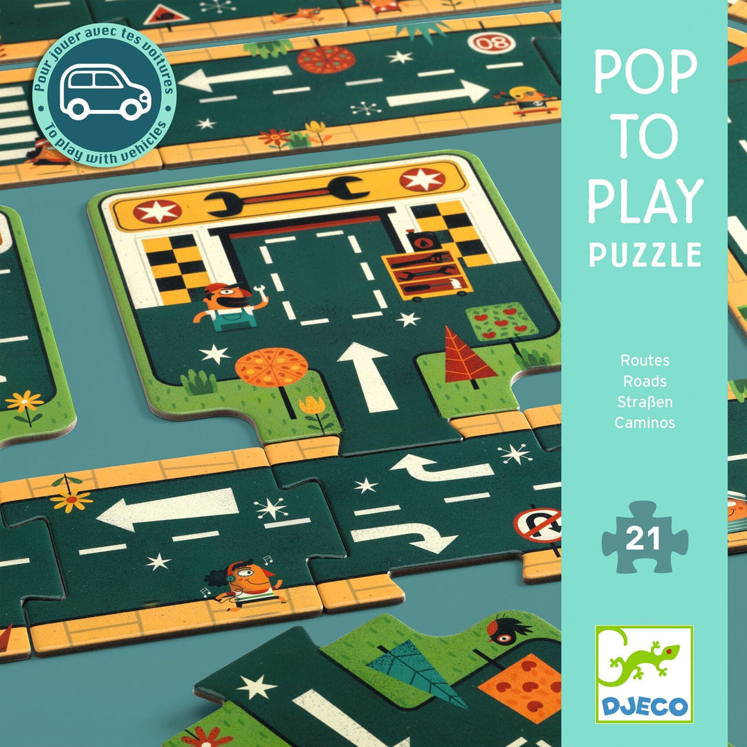 Djeco | Pop to Play Puzzle Gigante, Strade per macchine DJ07162