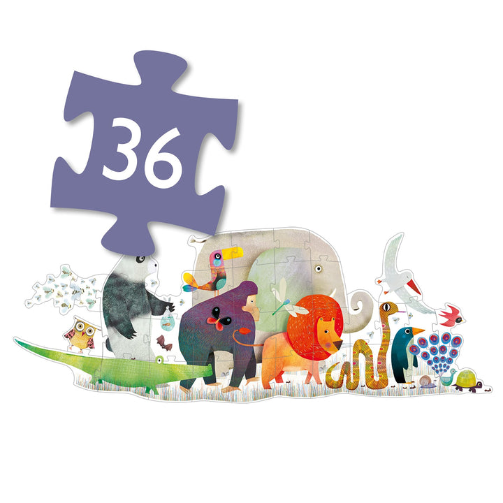 Puzzle Gigante Lungo 1,33 metri Animal Parade 36pz, 4 Anni | Djeco