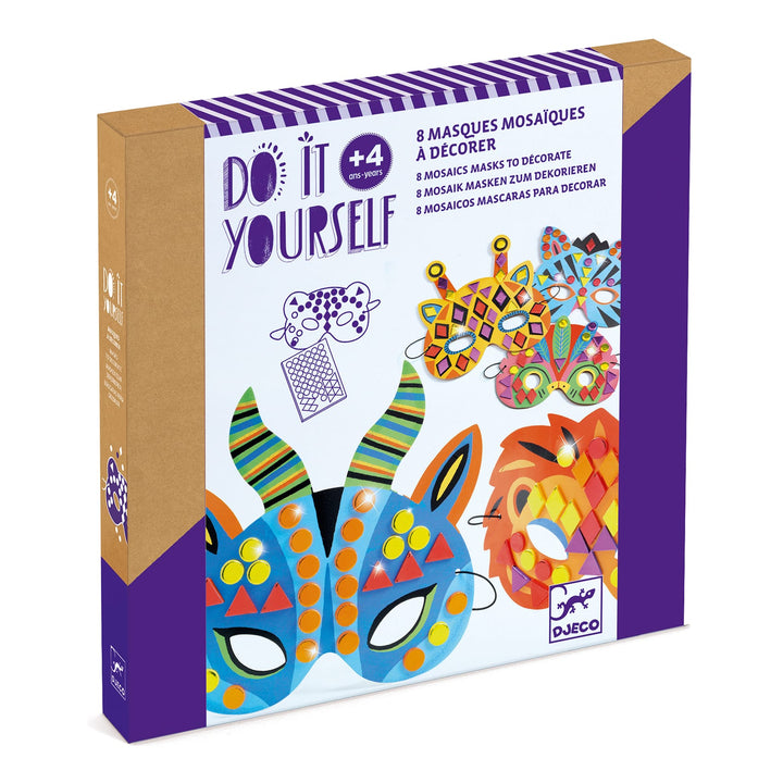 Djeco Crea Maschere Mosaici, Animali Giungla, Kit Fai da Te DJ07900