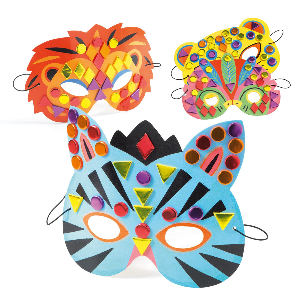 Djeco Crea Maschere Mosaici, Animali Giungla, Kit Fai da Te DJ07900