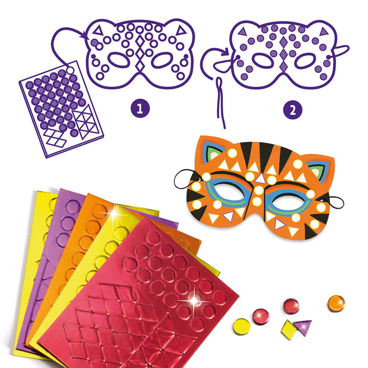 Djeco Crea Maschere Mosaici, Animali Giungla, Kit Fai da Te DJ07900