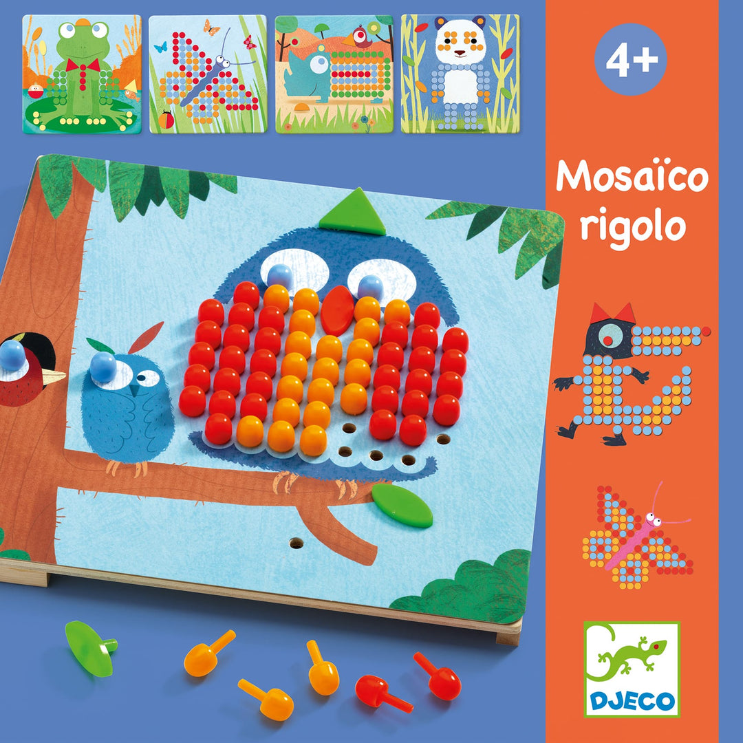 Djeco  Gioco dei Chiodini Mosaico Rigolo, 8 Tavole DJ08136 – PIPI & PUPU  and friends