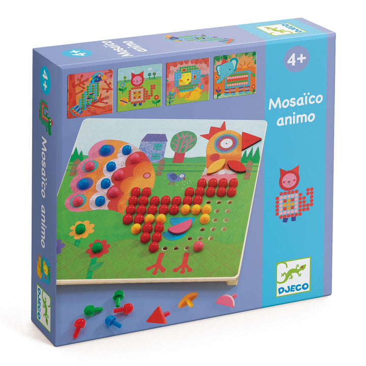 Gioco dei Chiodini Mosaico Animo, 8 Tavole, 4 anni + | Djeco DJ08137