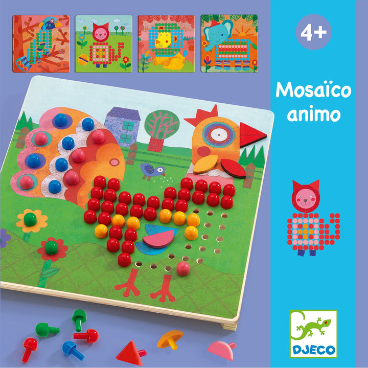 Gioco dei Chiodini Mosaico Animo, 8 Tavole, 4 anni + | Djeco DJ08137