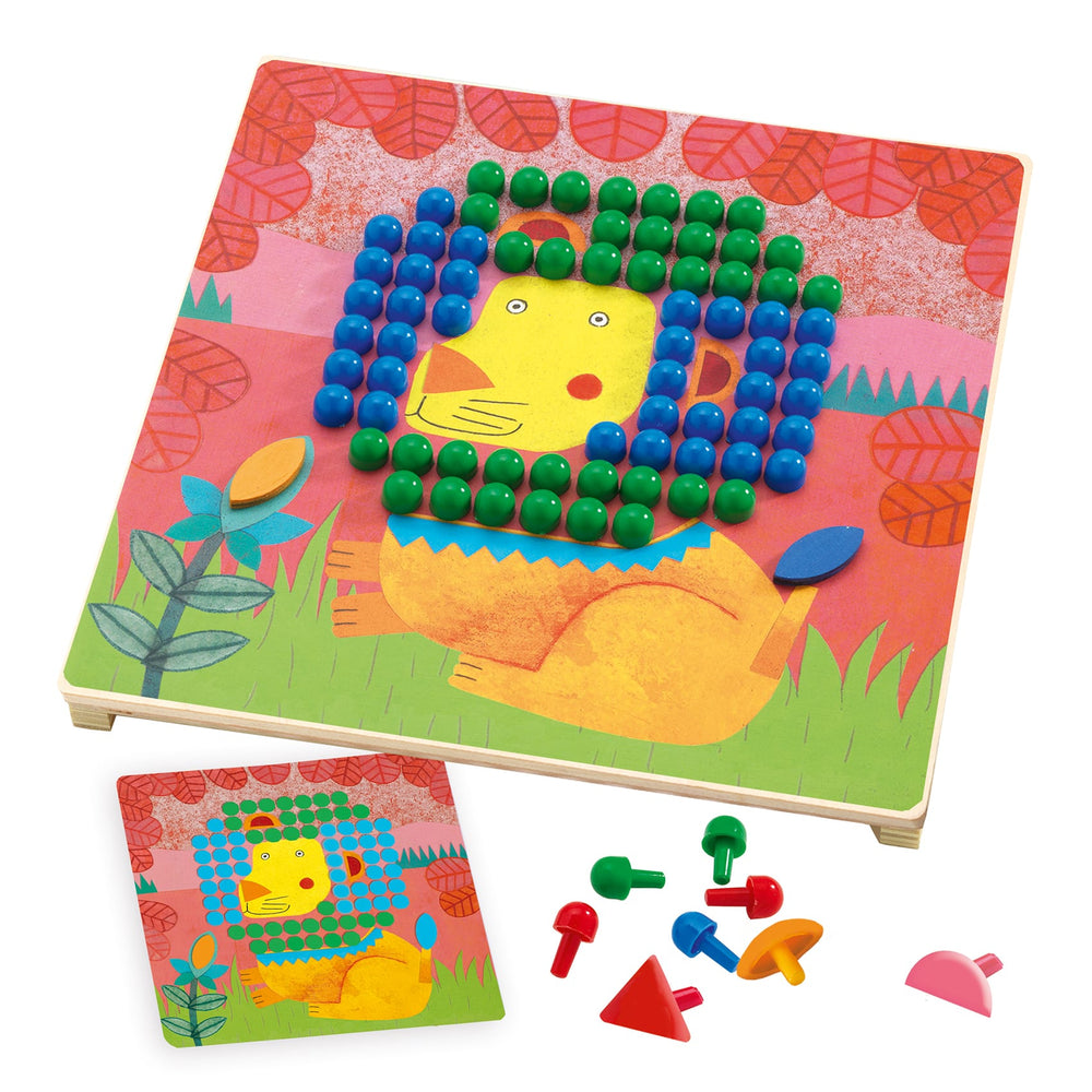 Gioco dei Chiodini Mosaico Animo, 8 Tavole, 4 anni + | Djeco DJ08137