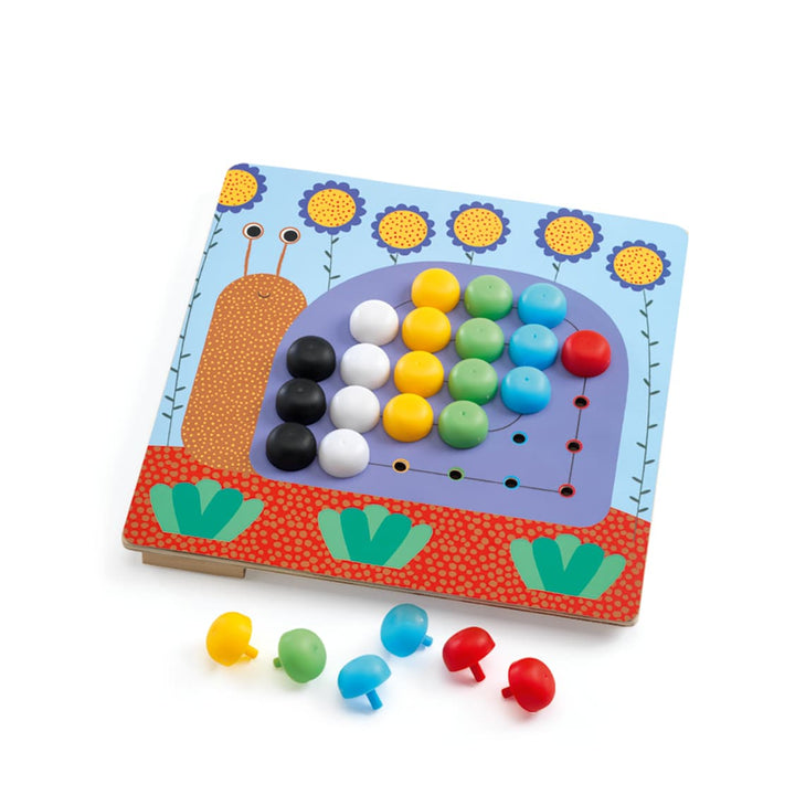 Gioco dei Chiodini Primo Mosaico, 8 Tavole, 3 anni + | Djeco DJ08140