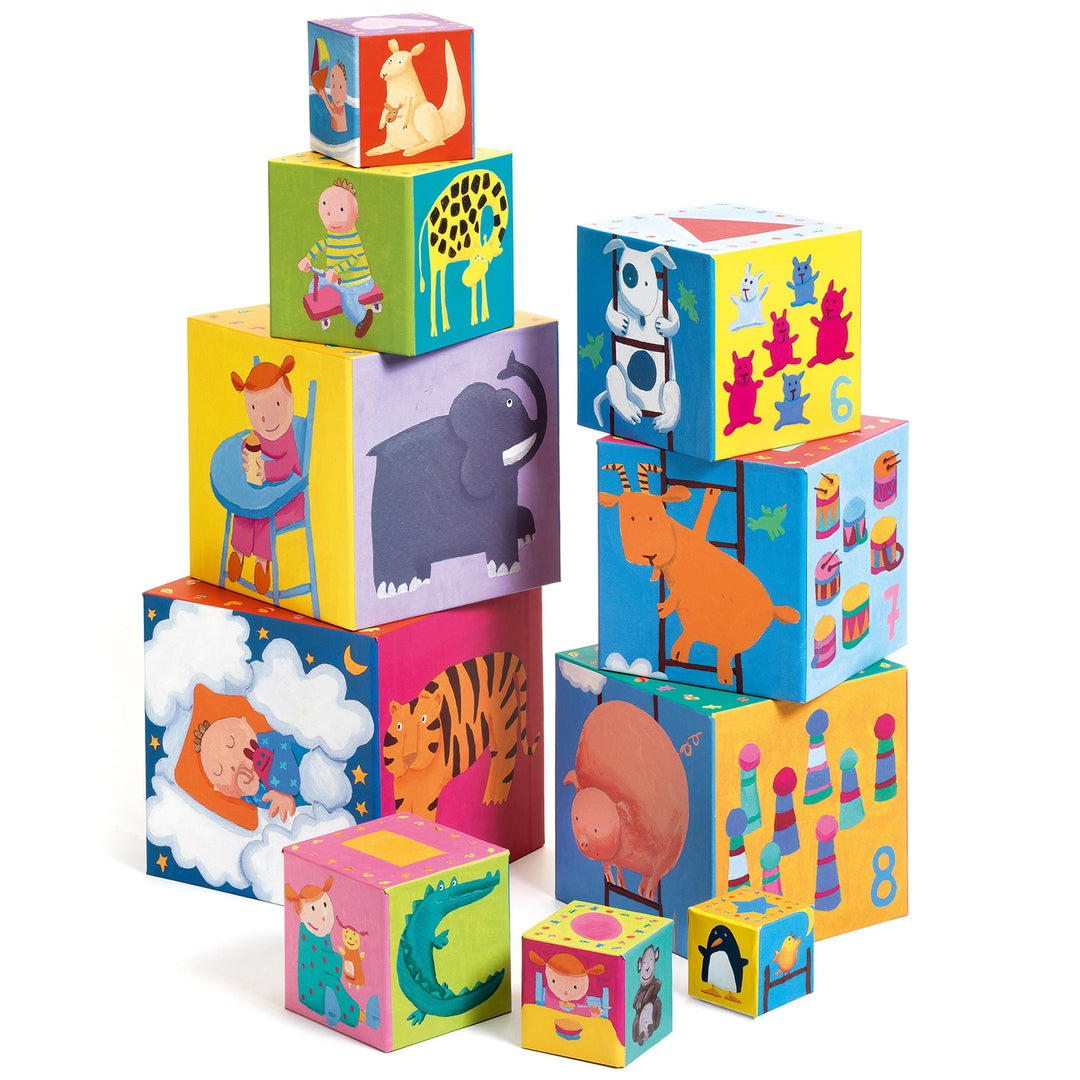 Cubi da Impilare, Torre Impilabile e Incastri Divertente Funny | Djeco