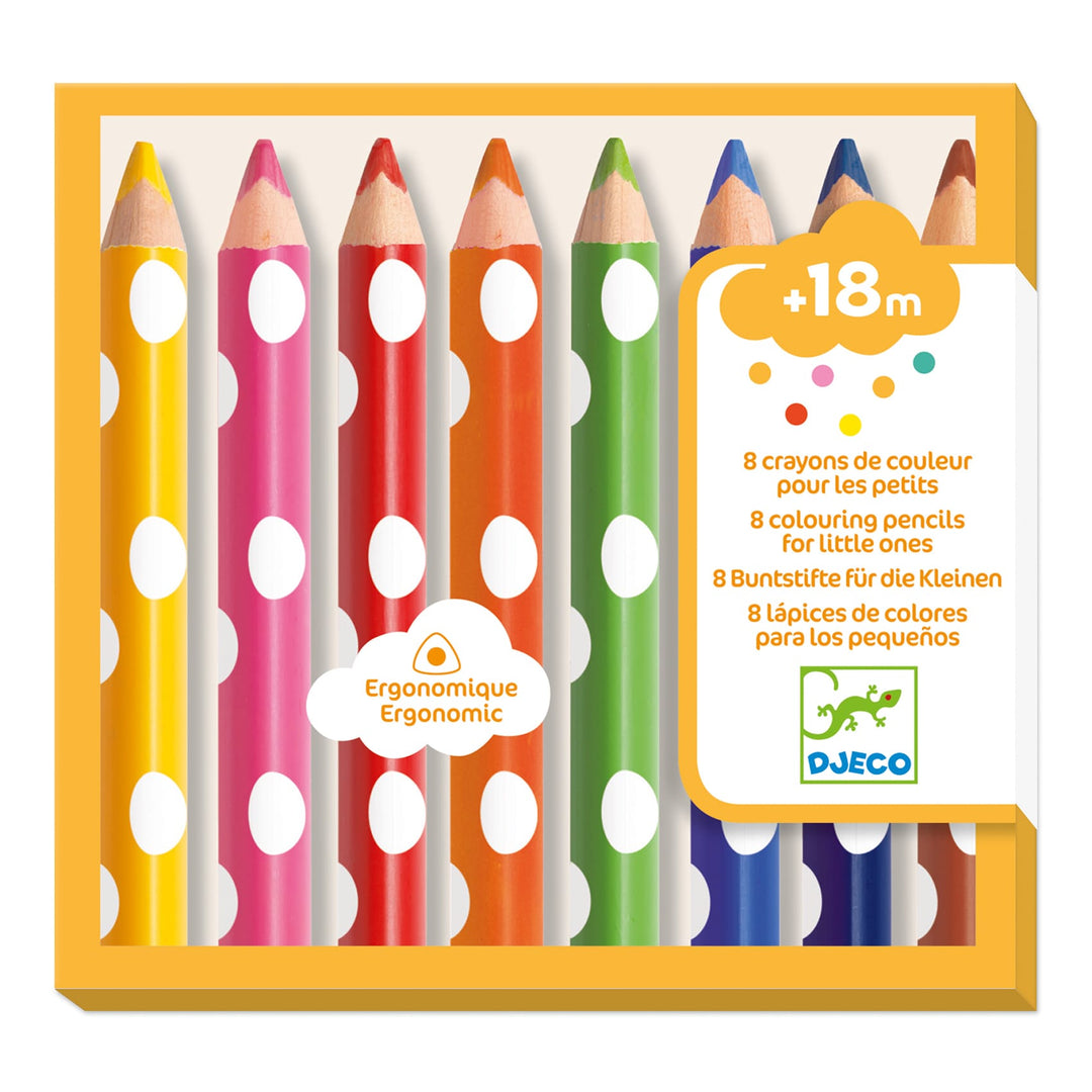 Djeco  Matite colorate per i piccoli, 8 pezzi – PIPI & PUPU and friends