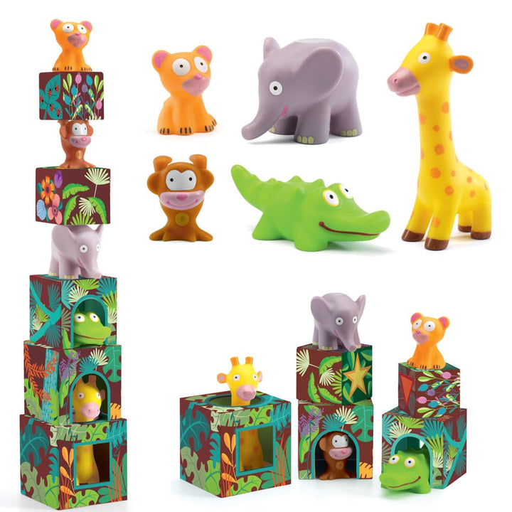 Cubi da Impilare, Torre Impilabile e Incastri Maxi Topanijungle Djeco DJ09101