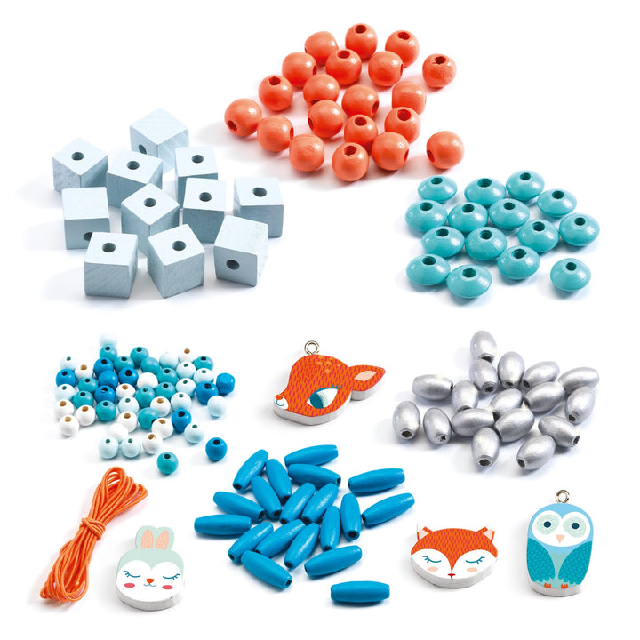Djeco | Set Perline in Legno, Beads 450pz, Animaletti DJ09807