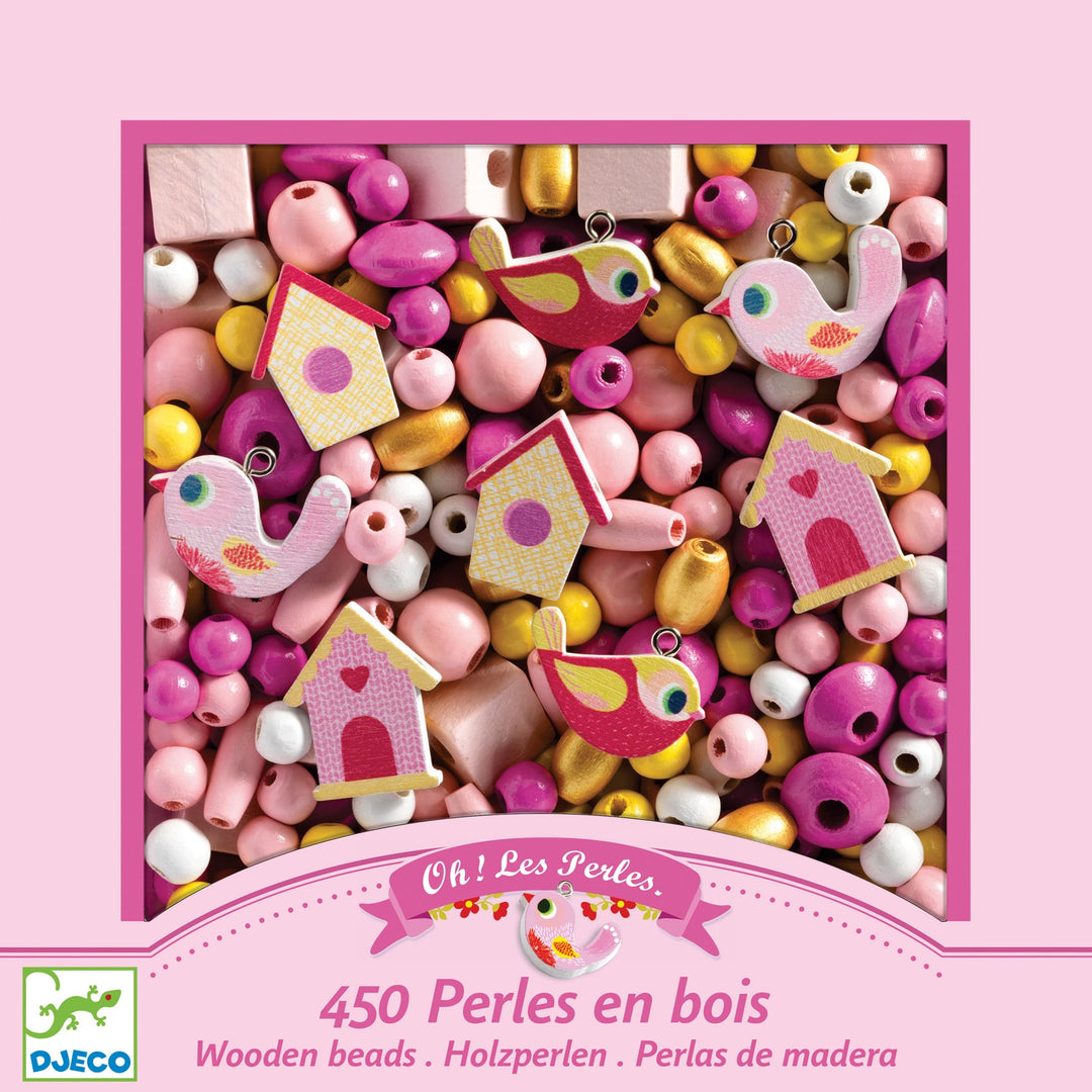 Set Perline in Legno, Beads 450pz, Uccelli | Djeco