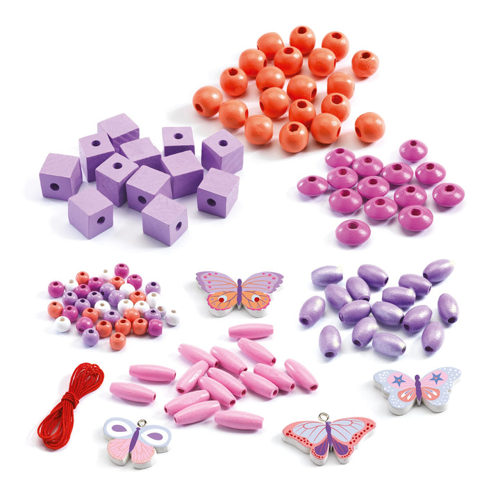 Djeco | Set Perline in Legno, Beads 450pz, Farfalle DJ09810