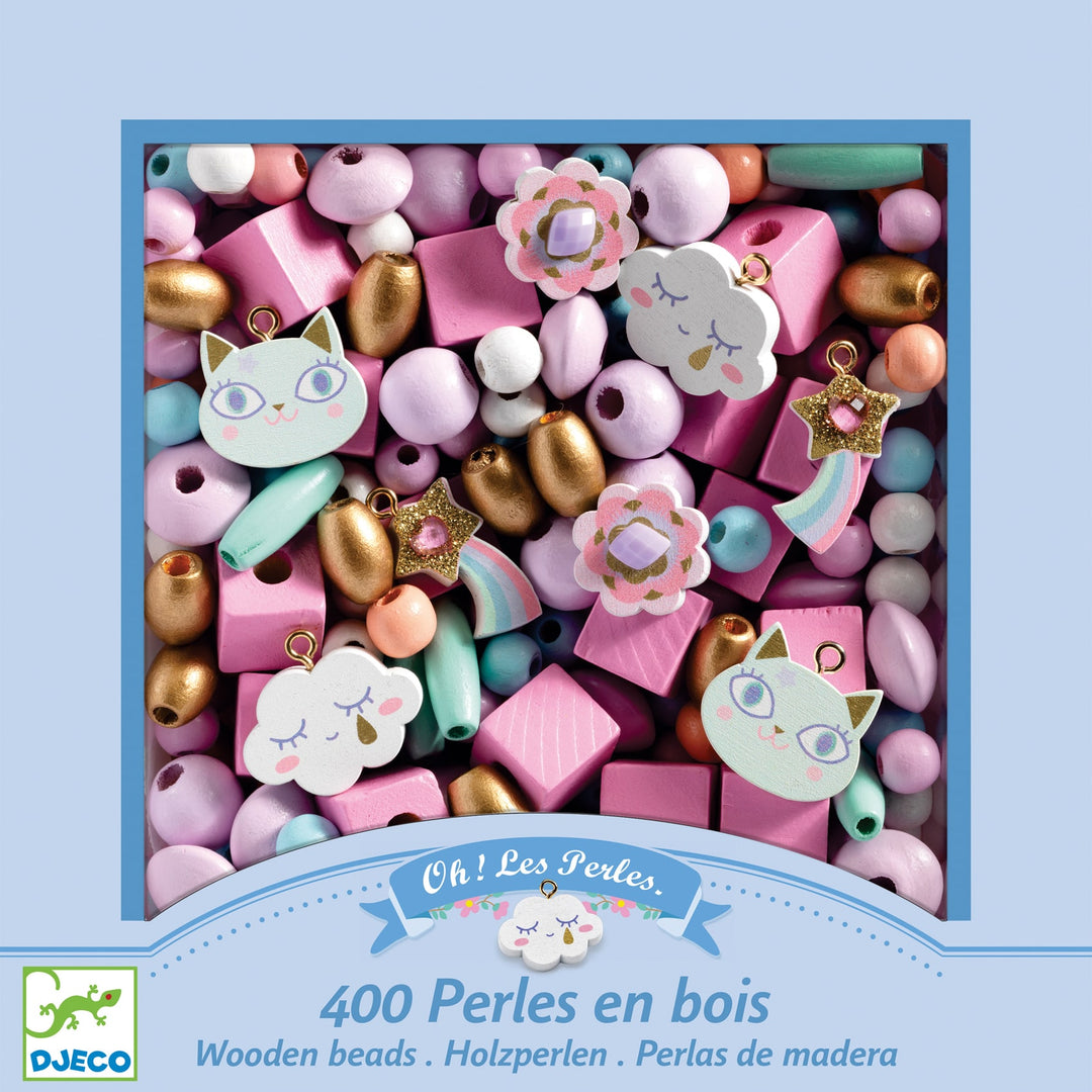Set Perline in Legno, Beads 400pz, Arcobaleno | Djeco