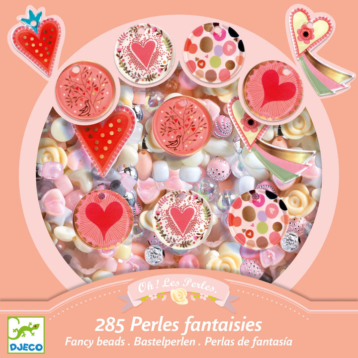 Djeco | Set Perline e Ciondoli, 285pz, Cuori | Crea Gioielli DJ09855