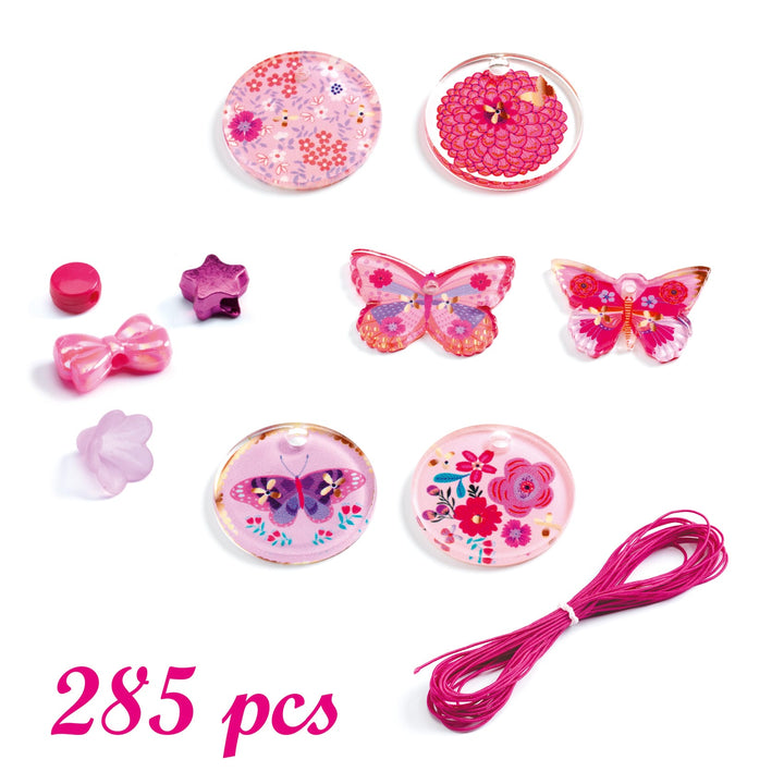 Djeco | Set Perline e Ciondoli 285pz, Farfalle | Crea Gioielli DJ09857