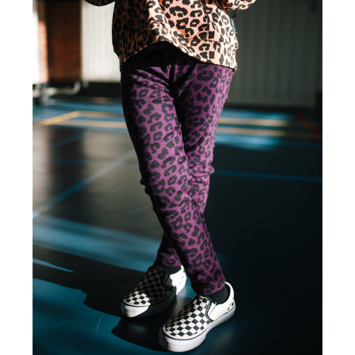 Daily Brat | Leggings leopardati in cotone bio Autumn Purple, Bambina
