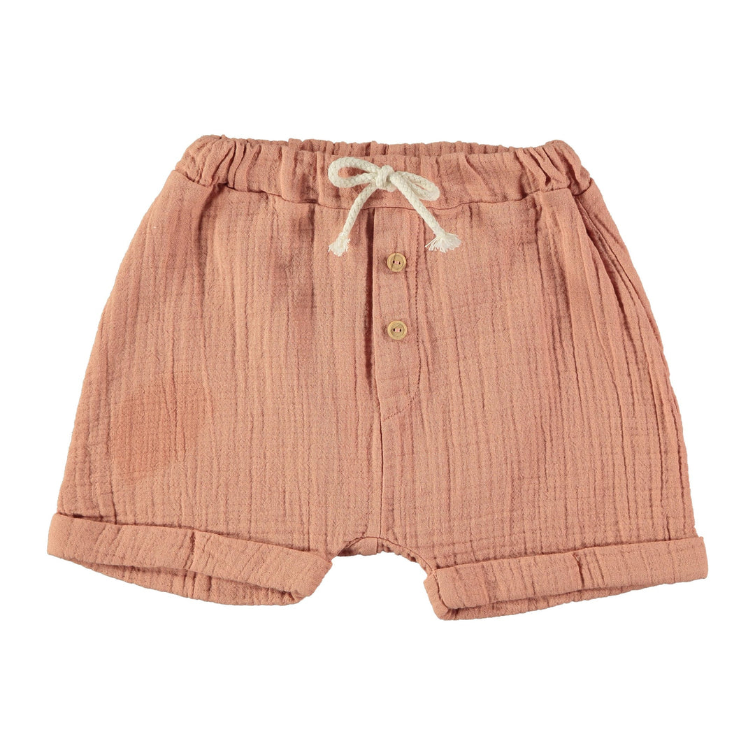 Dear Mini | Pantaloncini in mussola di cotone bio Corallo