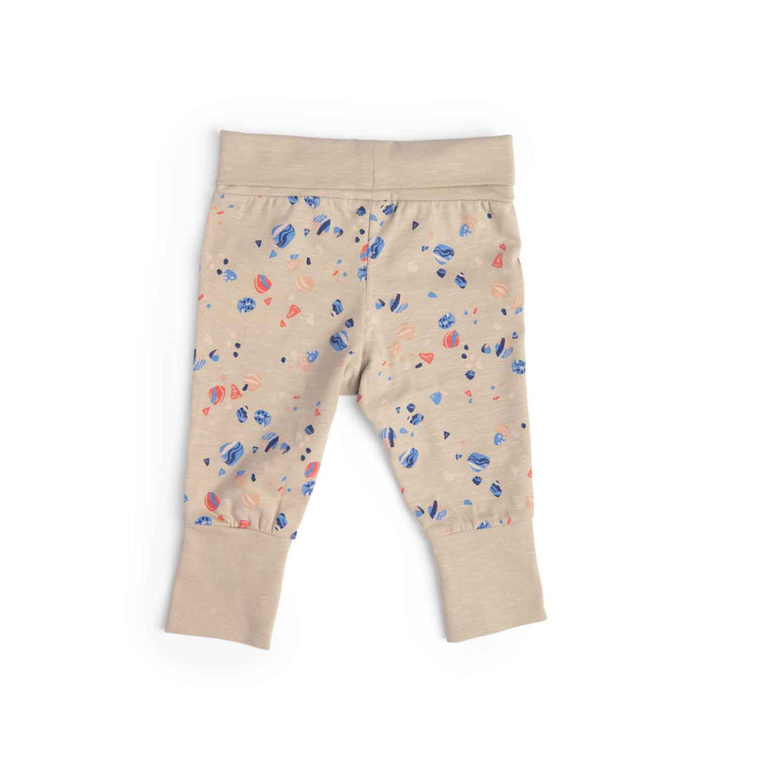 Moulin Roty | Pantaloni in felpa ecru conchiglia, Hibiscus Bord de mer