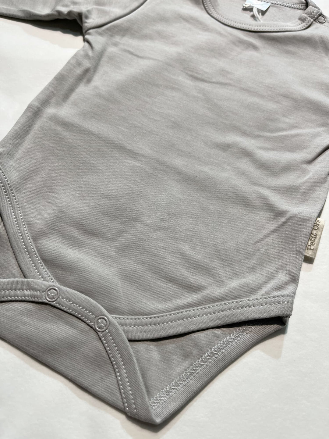 Pima cotton long sleeve bodysuit, Stone