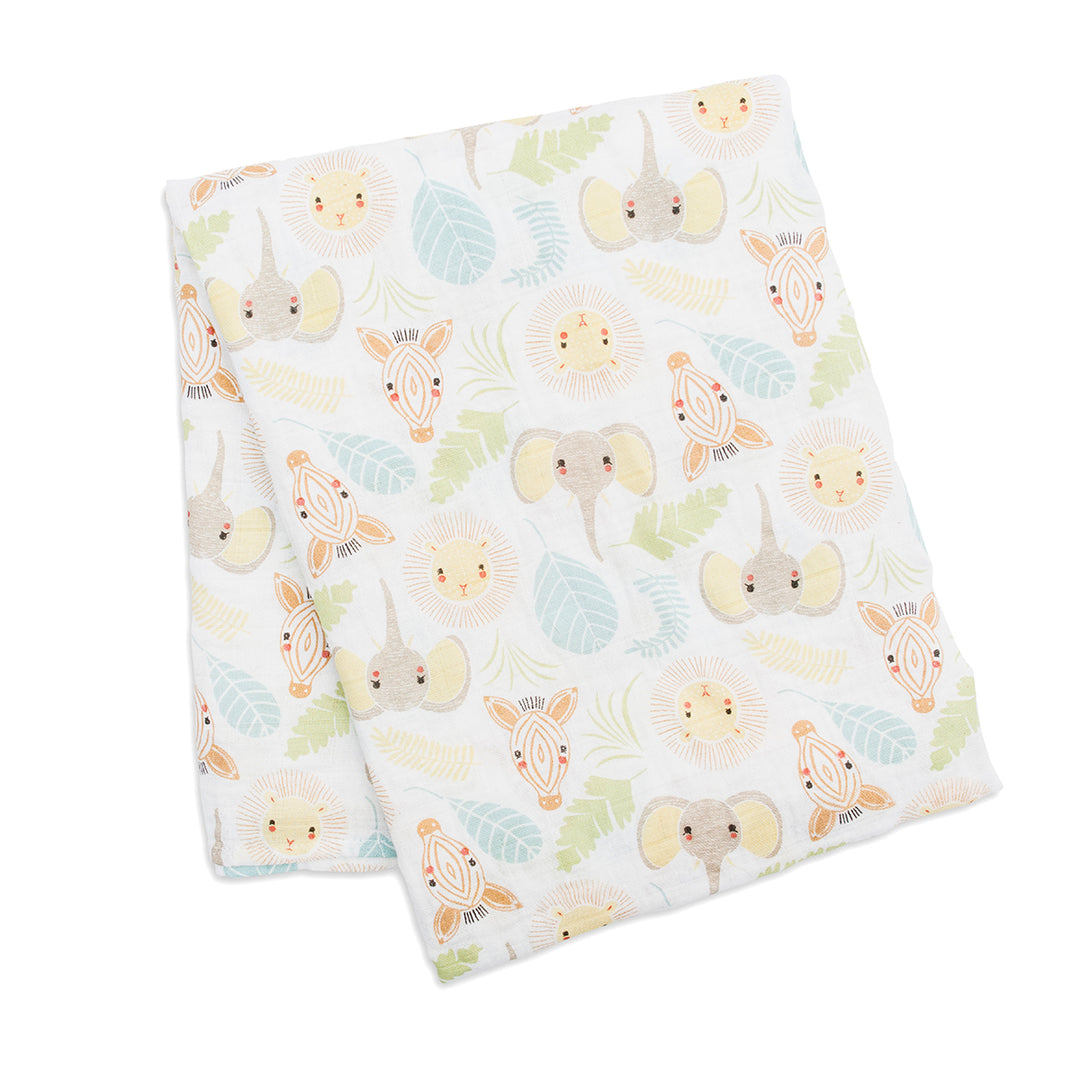 Copertina Swaddle 120x120cm, Safari Giungla, Mussola Cotone Lulujo
