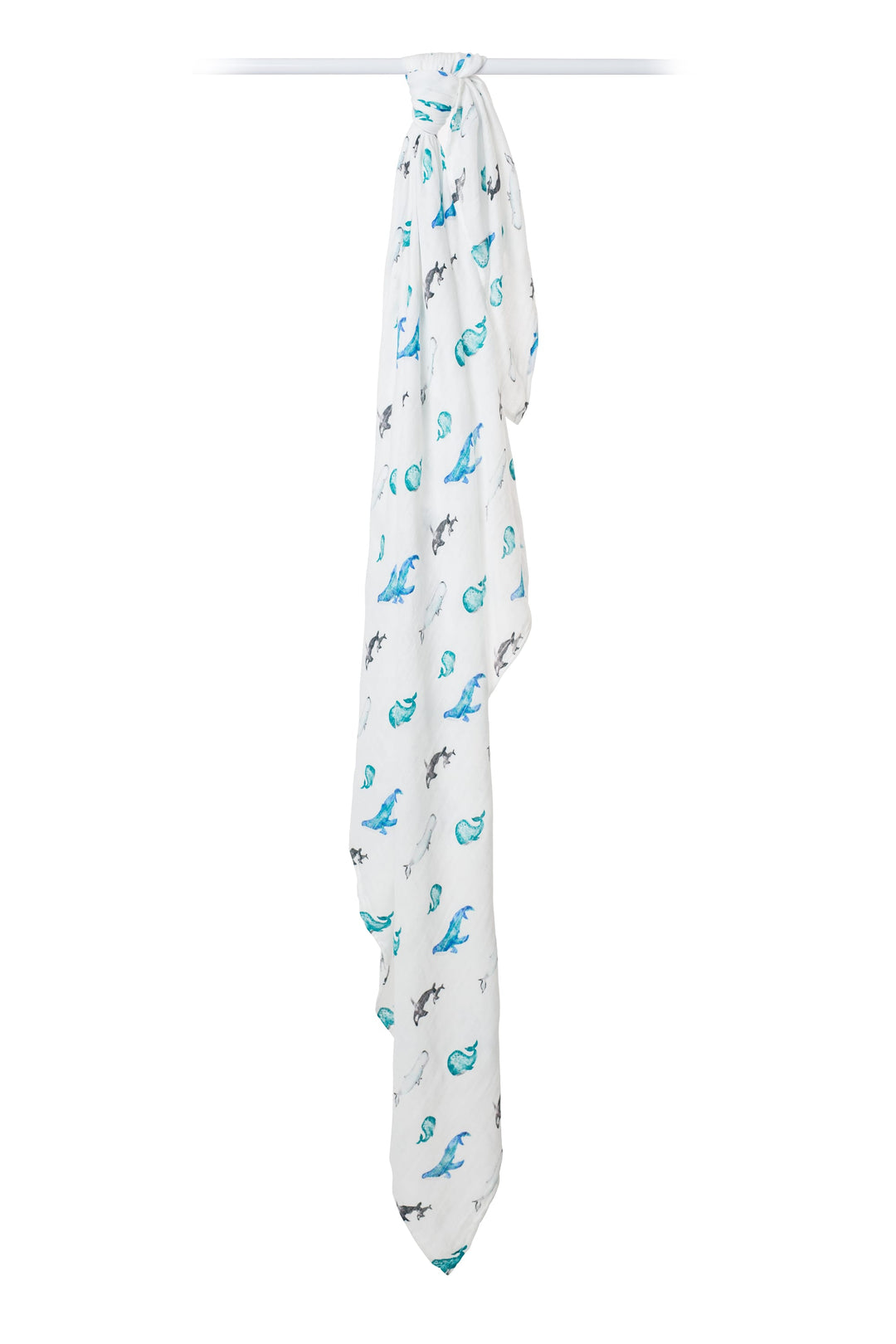 Copertina Swaddle 120x120cm, Balene, Mussola Cotone Bambù | Lulujo
