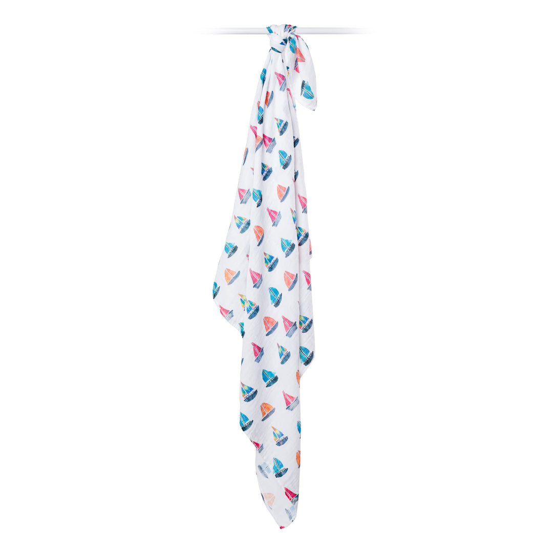 Copertina Swaddle 120x120cm, Barche a Vela, Mussola Cotone Lulujo