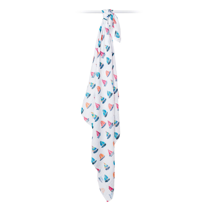 Copertina Swaddle 120x120cm, Barche a Vela, Mussola Cotone Lulujo